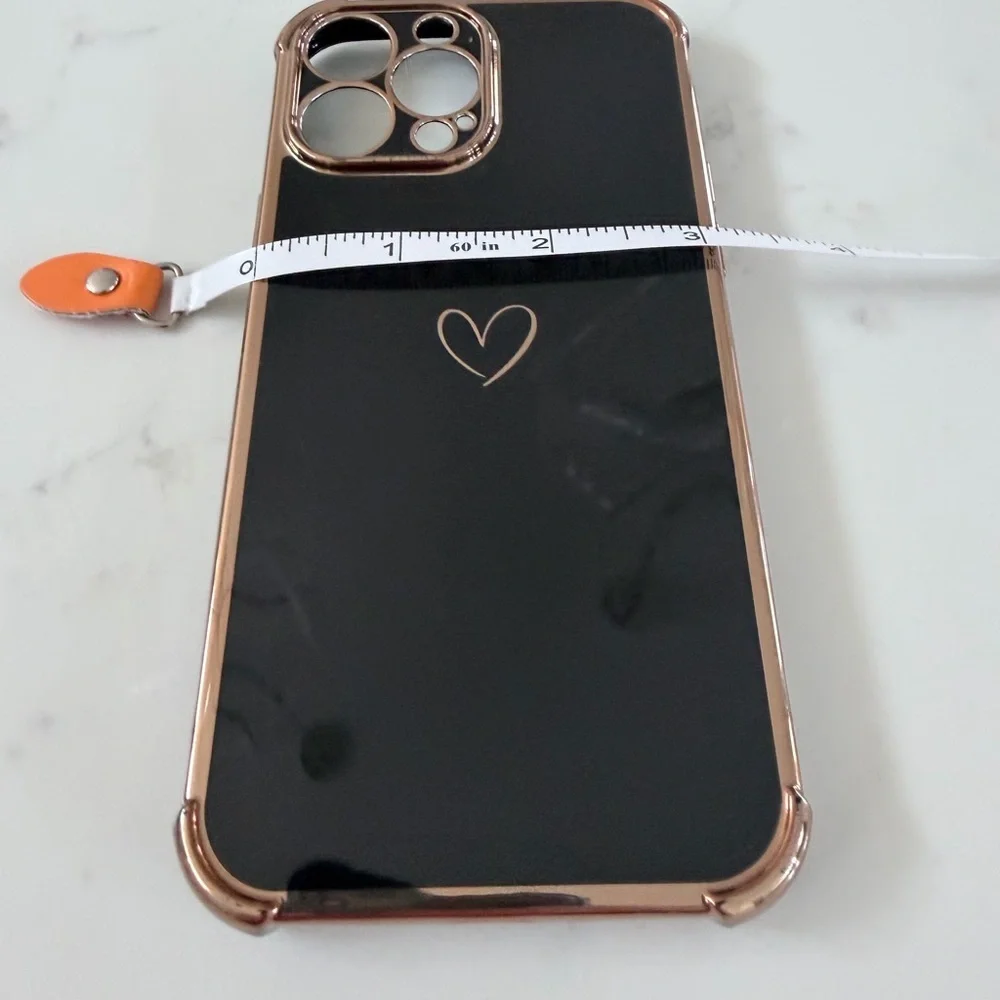 iPhone 13 Pro Max Elegant Black and Gold Heart Phone Case